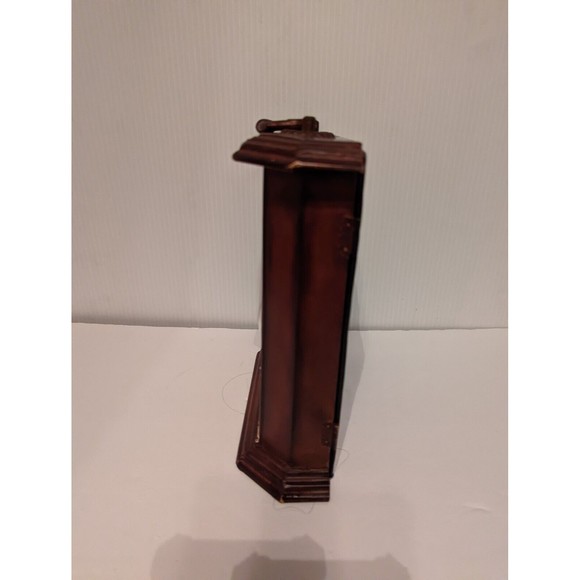 All Metal Handle Mantel Clock Safari  Wood design Back Secret Compartment Door - Picture 7 of 12